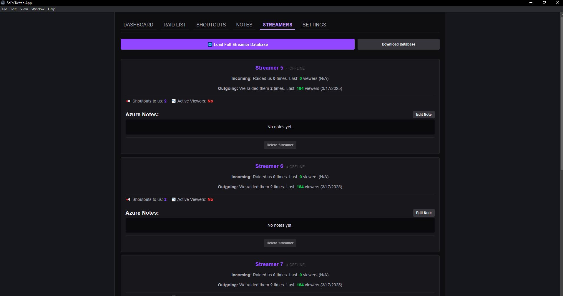 Streamers tab